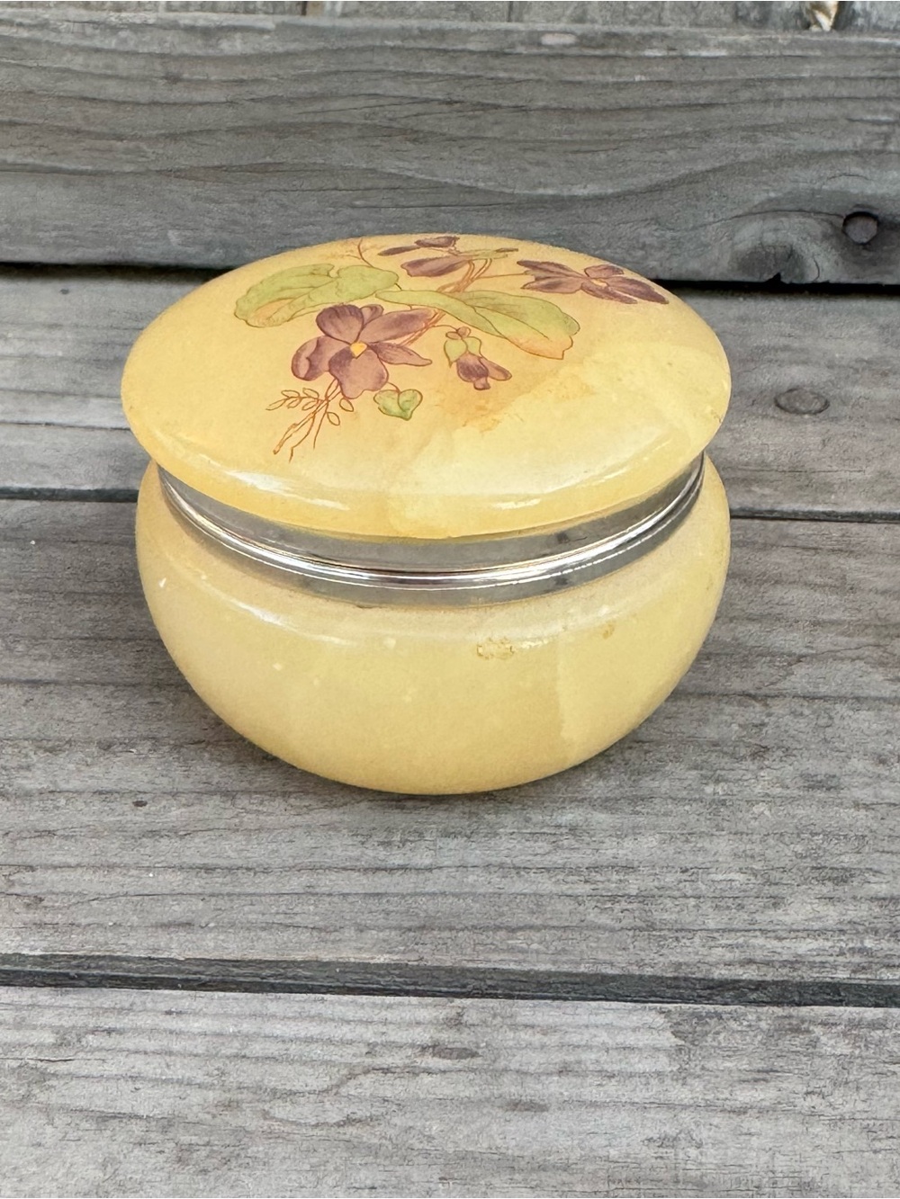 Vintage Italian Yellow Alabaster Hinged Trinket Box